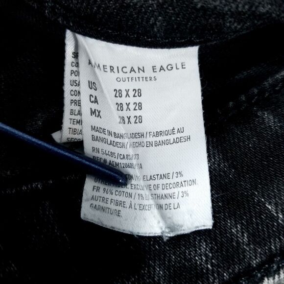 American eagle Jeans Skinny Mens 28×28 Black Athletic - Picture 7 of 12